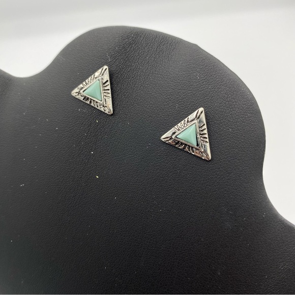 Kohl's Small Triangle Turquoise Boho Bohemian Earrings - Picture 3 of 4